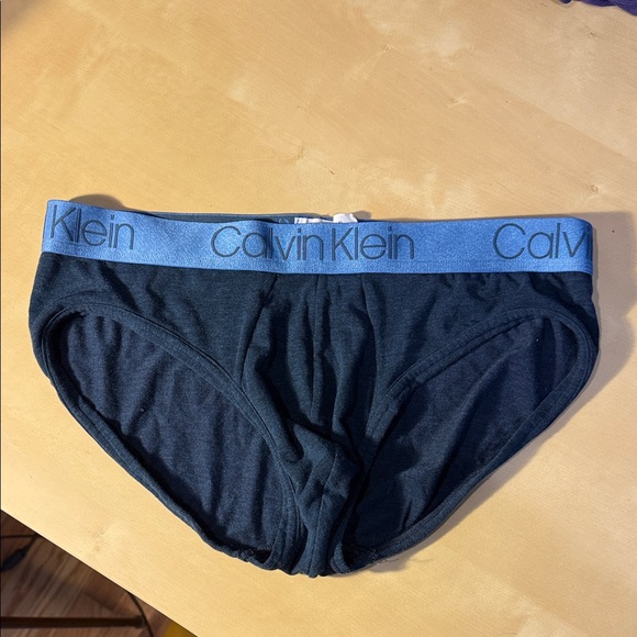 Calvin Klein Men's Black Briefs with Blue Waistband - Picture 1 of 1